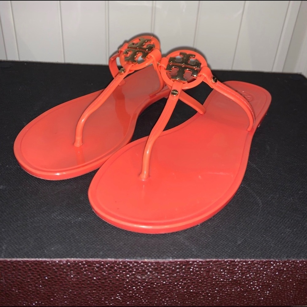 Orange Tory Burch Mini Miller Jelly Sandals